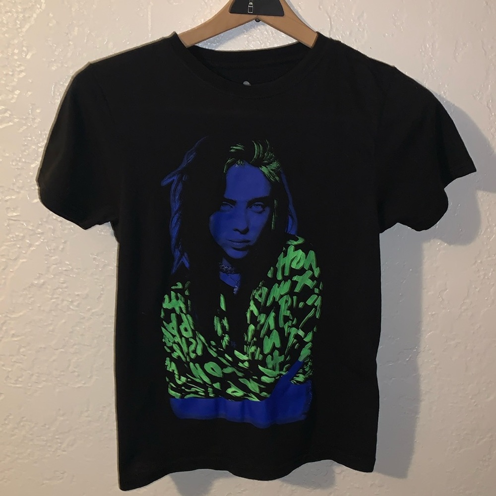 Billie Eilish Absolute Cult Tee Black Neon Graphic Tour Shirt Size M Fitted 2021